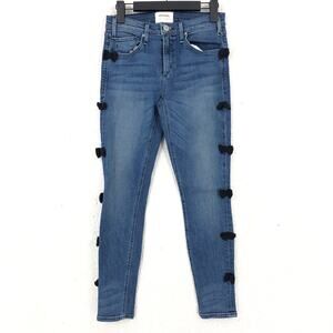 McGuire Womens Jeans 26 Skinny Cropped Newton Black Bow Detail Stretch Pockets